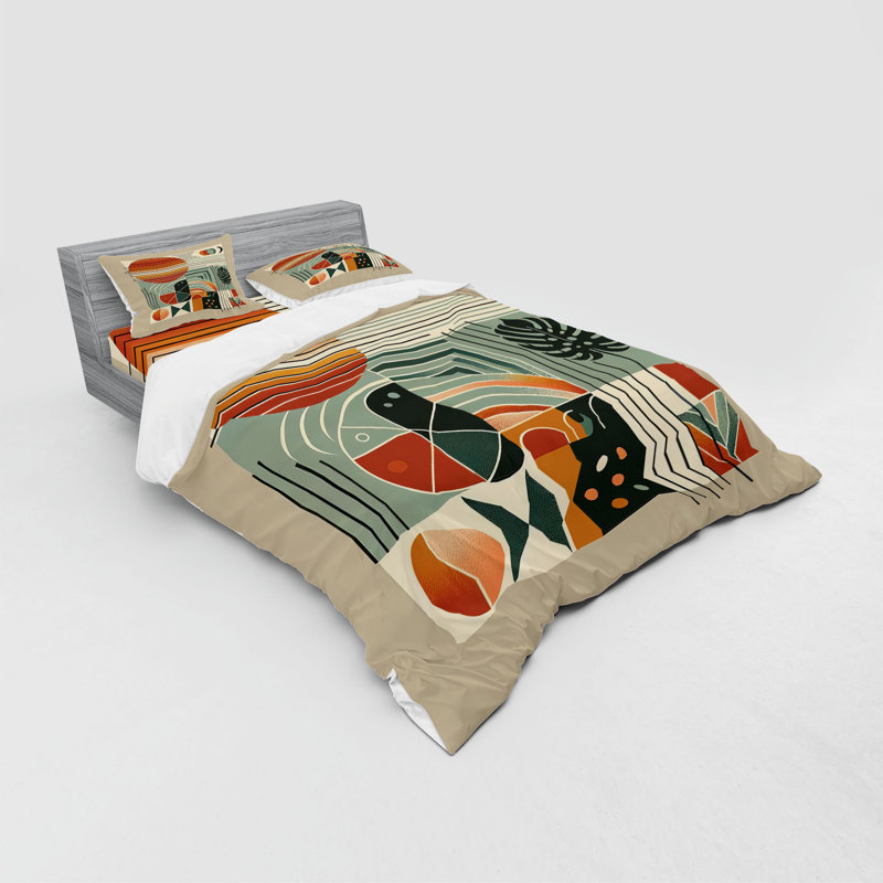 Ensemble de literie Ambesonne Monstera et vert cannelle sauge pâle, Housse de couette grand + 3 pièces supplémentair