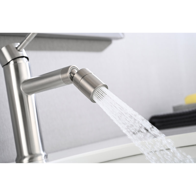 Robinet de salle de bain en nickel brossé, ensemble de fonctions 2 modes, aérateur rotatif à 360 °, robinet en acier inoxydable, look, longue durée