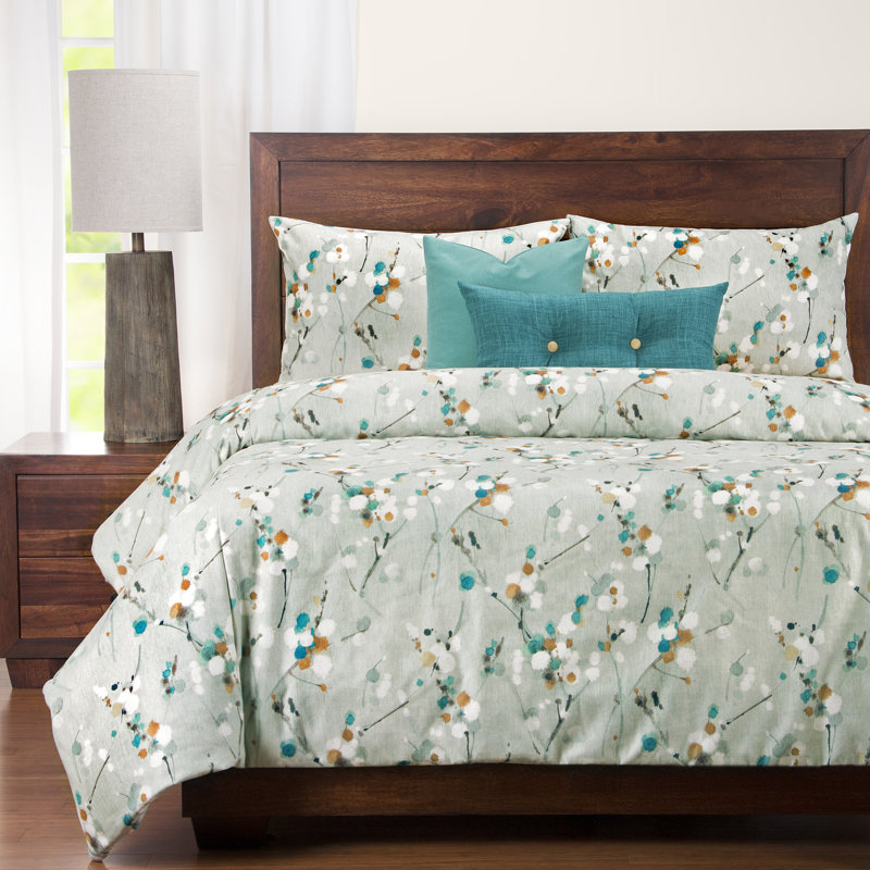Hampton Traditional Baffle Box Stitch Floral Duvet Cover & Insert, Queen
