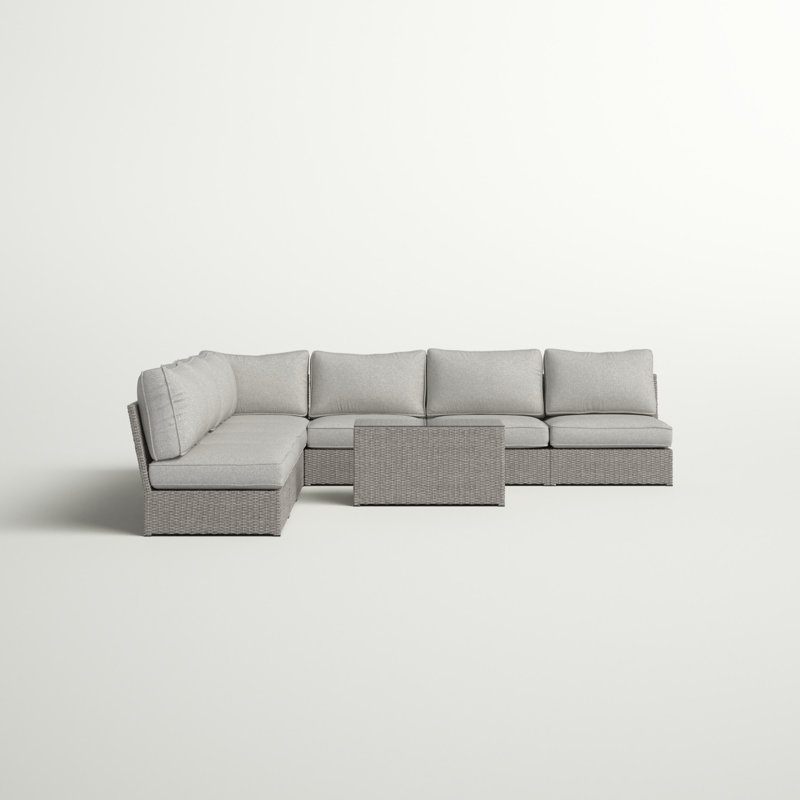 Almyra Wicker Fully Assembled 6 - Person Seating Group with Cushions