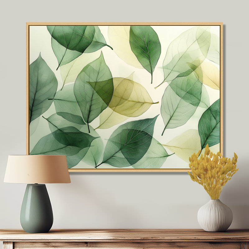 Irland feuilles transparentes mosaïque nature collage I - feuilles, art mural, H 24 po x l 32 po, Toile tendue