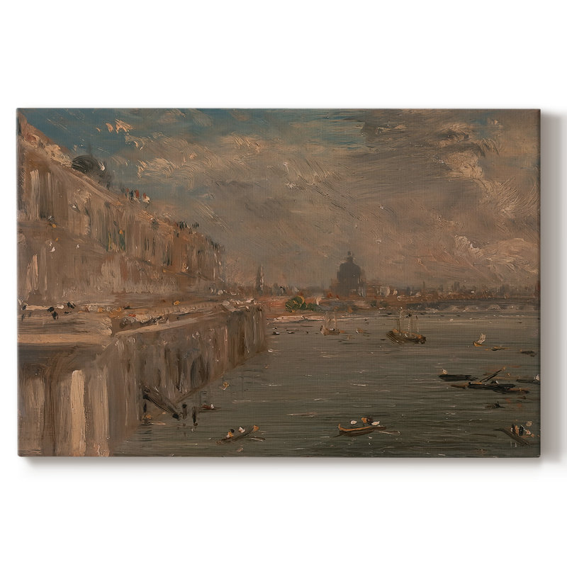 Pont Waterloo, de Whitehall Stairs (dessin à l'huile) -John Constable-Toile tendue avec châssis-c. 1819, 24 x 36