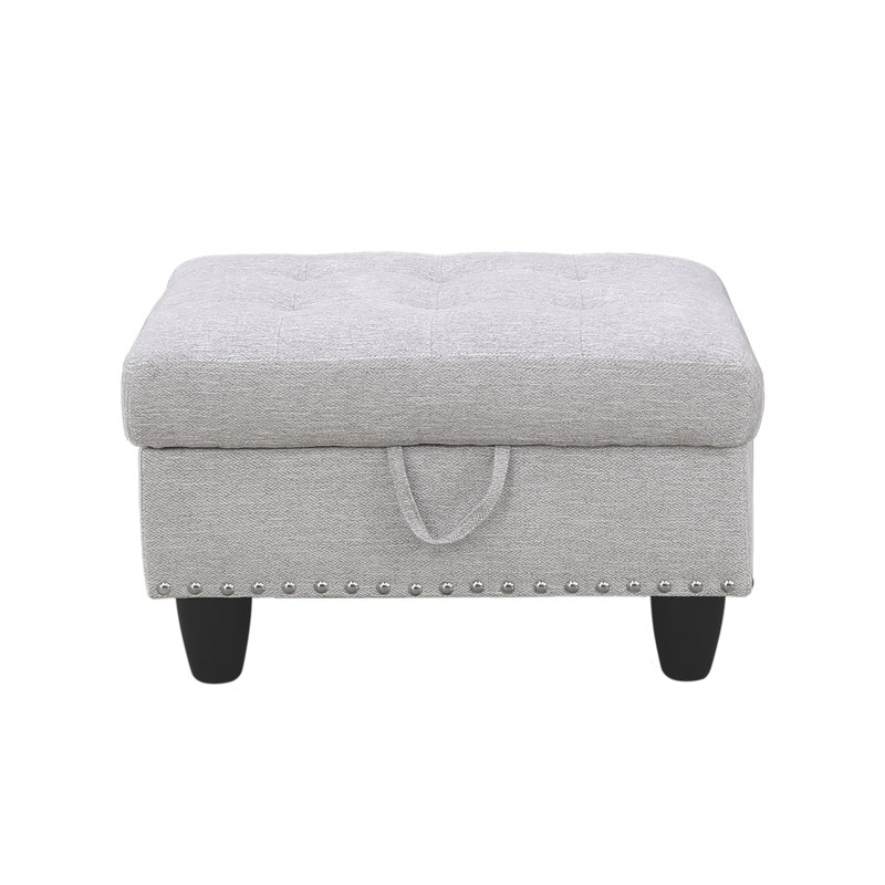 Repose-pieds en flanelle avec rangement, Tissu gris