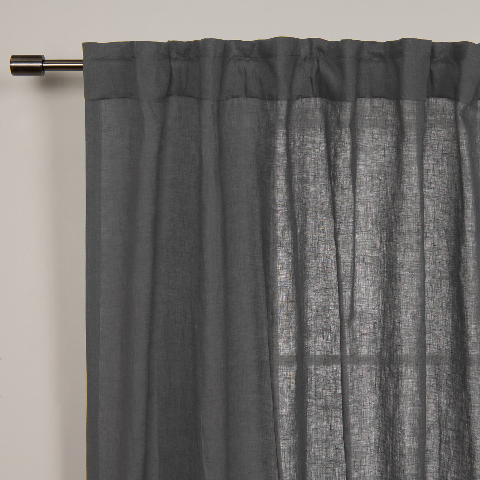 Gwen Semi-Sheer Linen Curtain Panel Set, Dark Gray, 52" W x 84" L