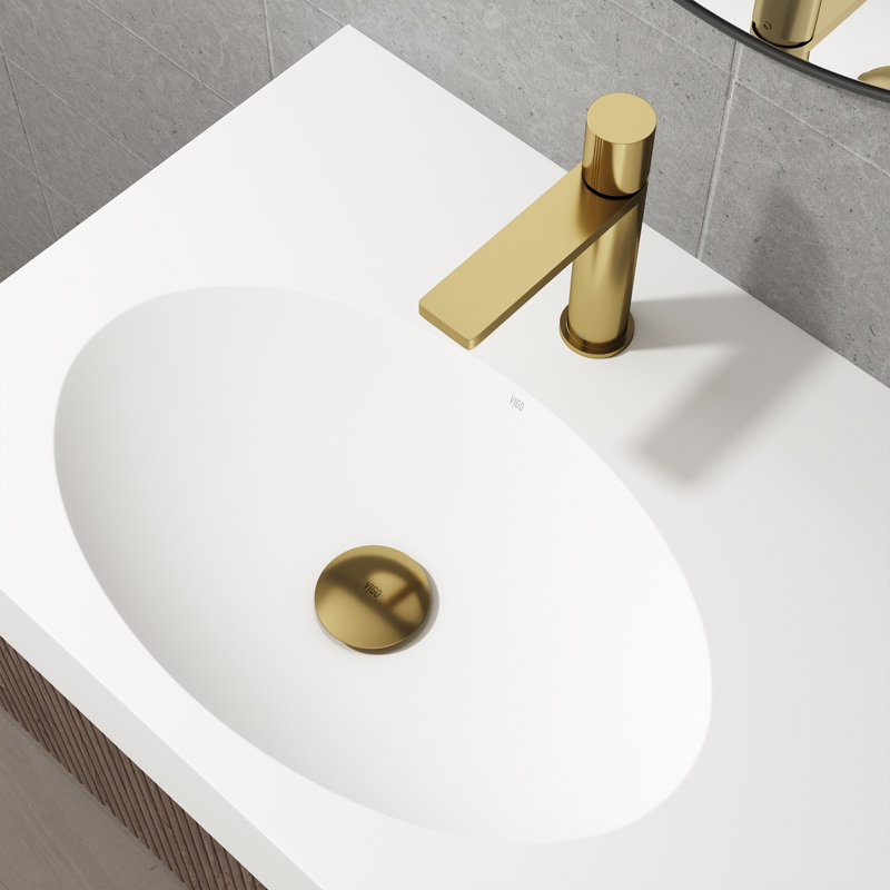 Bonde escamotable de salle de bain avec trop-plein, Or mat