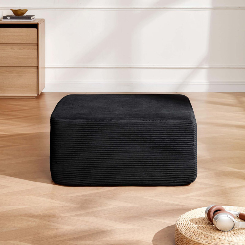 Modern Rectangular Corduroy Upholstered Ottoman with Comfortable Seating and Versatile Storage Functionality
