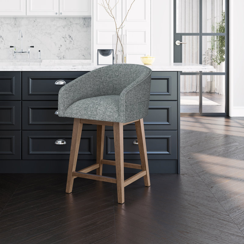 Tabouret pivotant à hauteur réglable en bois et en tonneau Dorreen, Graphite, Brun moyen