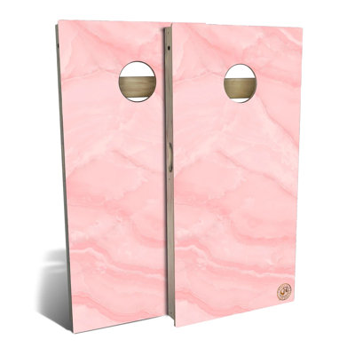 Pink Marble Cornhole Board Set | Includes (2) Boards, (8) Bags & Optional Accessories