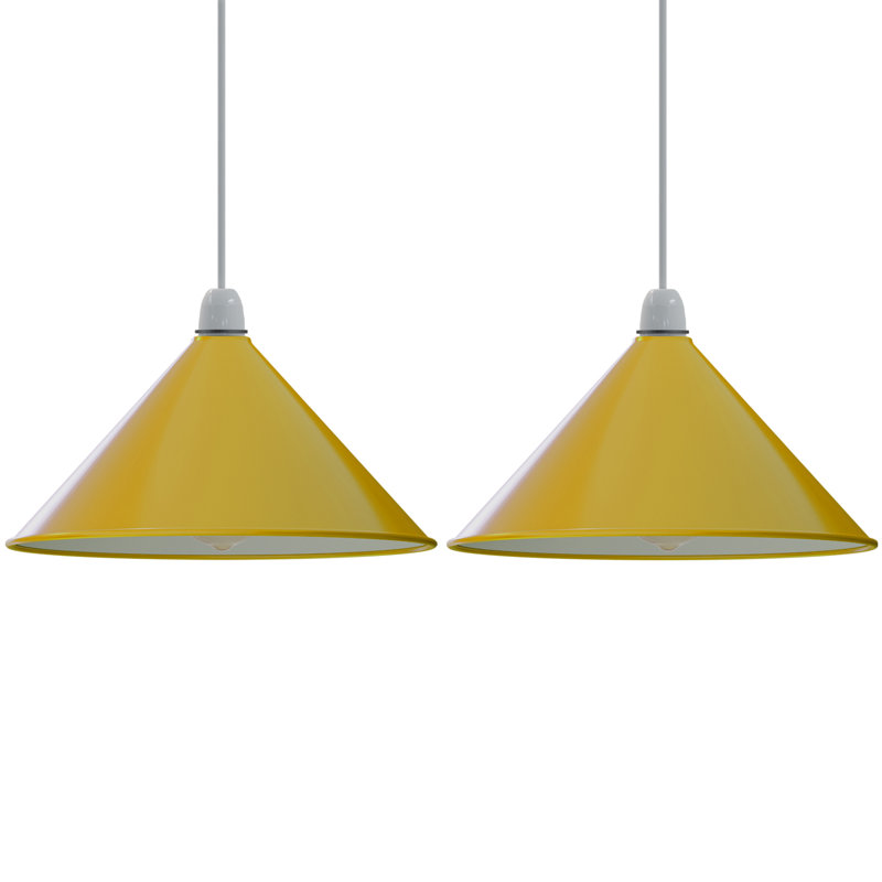 14.3cm H Metal Cone Lamp Shade ( Screw On ), Yellow