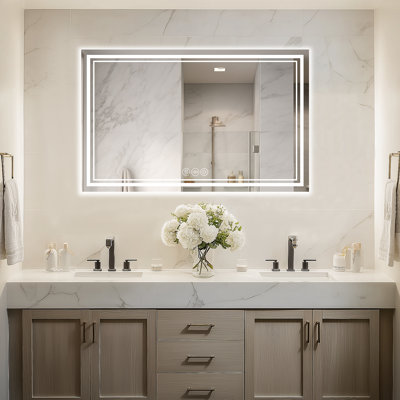 Super Bright LED Lighted Bathroom Vanity Mirror, Frontlit & Backlit 3-Color Temperature Anti-Fog Wall Mirror with UL, RoHS, ETL & 3-Year Warranty
