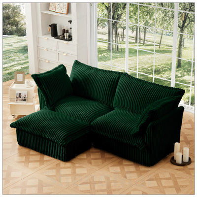 Canapé modulaire 2 places avec repose-pieds convertible Slipcove