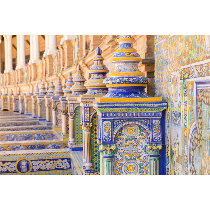 Plaza Espana Seville Ceramic Decoration by Nevarpp - Wrapped Canvas Print, 30cm H x 46cm W x 3.8cm D