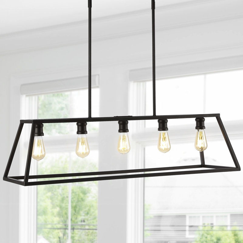 Luminaire suspendu pour îlot de cuisine à 5 lumières Gearld, Bronze huilé