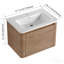 Meuble-lavabo mural 52 po avec lavabo en céramique blanche et tablettes de rangement et 1 porte à fermeture en douceur, emballage Kd, contreplaqué