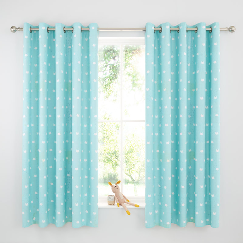 Cute Cats Fully Reversible Lined Eyelet Curtains