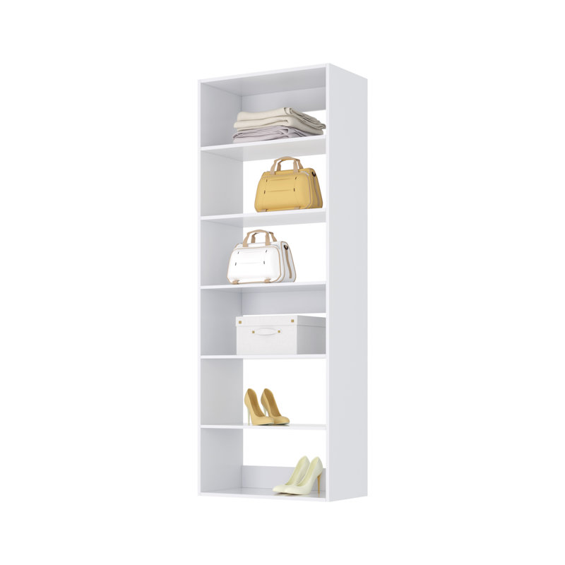 25.5" x 14" x 71.25" Shelf Tower Unit in White