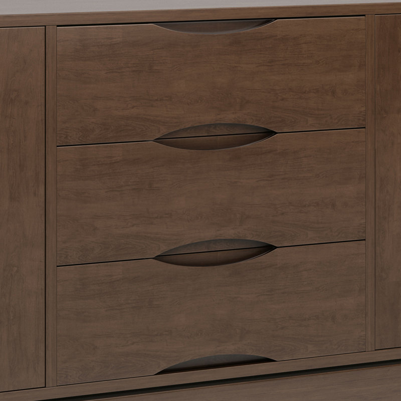 Walnut Brown 60" Solid Wood Mid-Century Sideboard Buffet