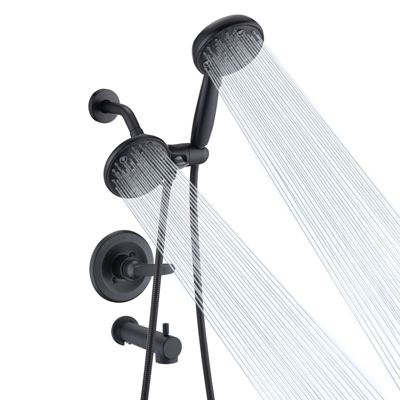 Faucet Shower Trim Kit With Dual Shower Head Combo (Valve/Cartridge Not Included), Matte Black