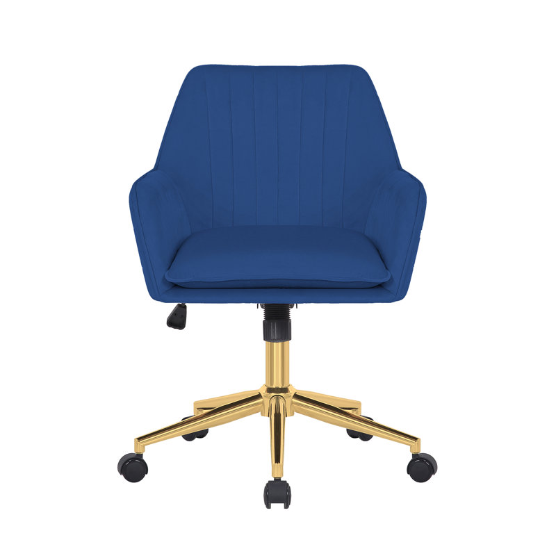 Torrey Velvet Office Chair, Blue, Gold