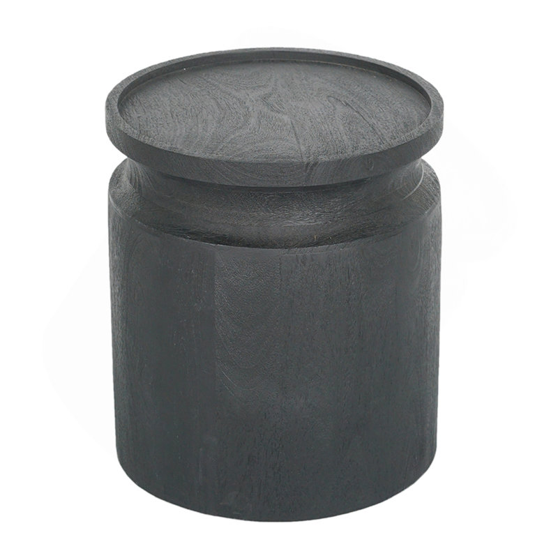 Black Wooden Cylinder Side Table