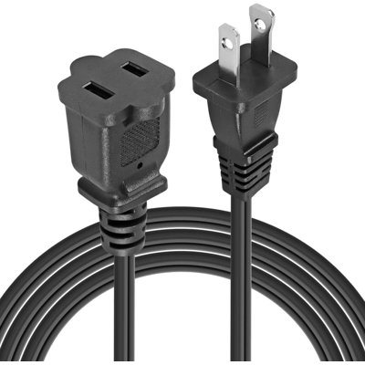 5 Core Premium Extension Cord AC 2 Prong Power Cord Cable 12 foot -  EXC BLK 12FT
