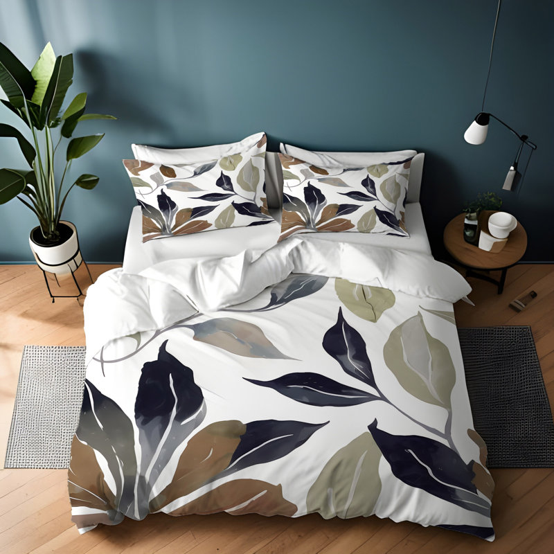 Polyester Floral Duvet Cover, Twin Duvet Cover + 1 Queen Sham