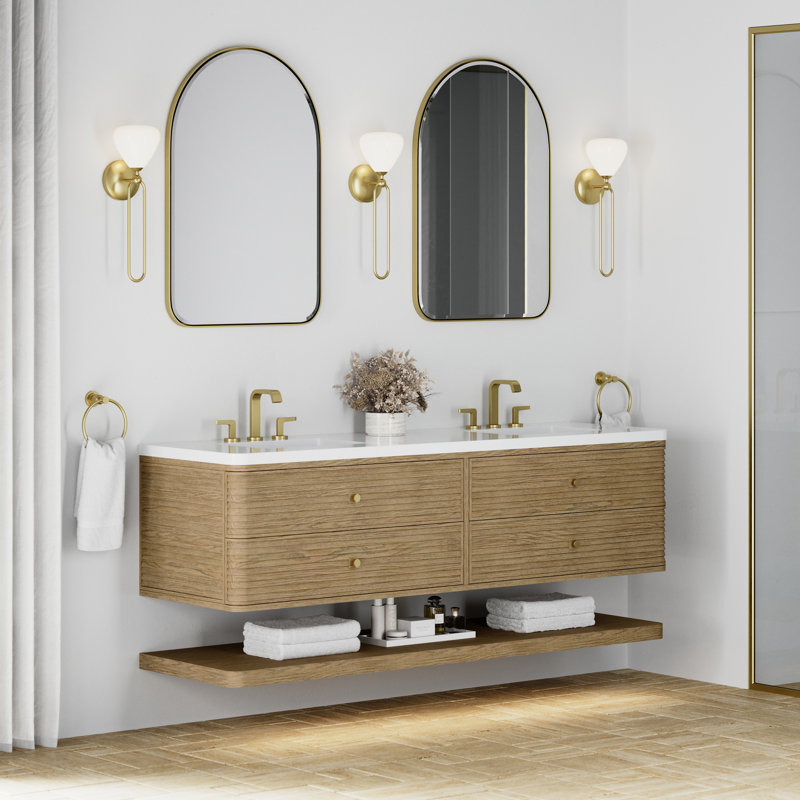 Allamari 72" W Double Vanity, White Zeus Silestone, 8" Widespread, Dune Mist