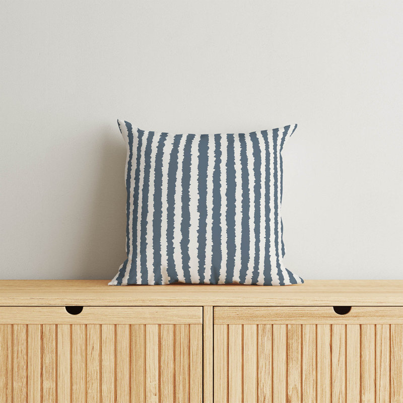 Coussin Long Gen, Rayures bleues, H 20 po x l 20 po