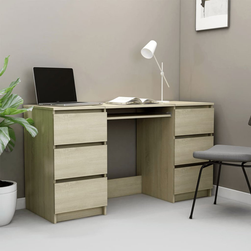 Writing Desk Computer Desk Laptop Table Workstation Engineered Wood, Sonoma Oak