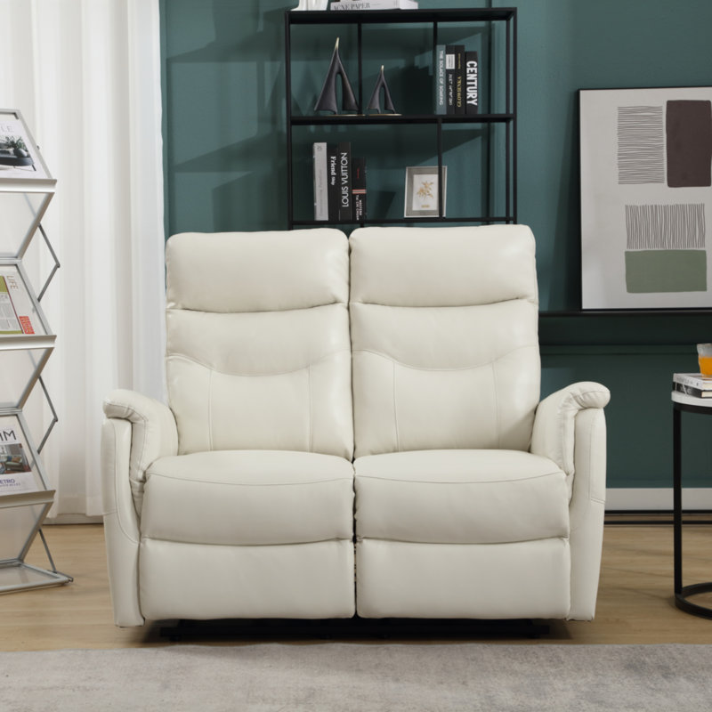 Viradis 52.4" Genuine Leather Zero Clearance Recliner Power Reclining Loveseat With USB Port, 2-Seater Recliner Couch