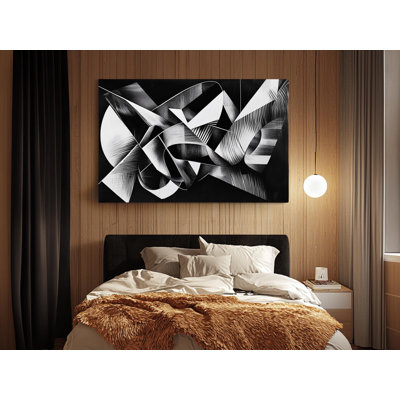 Black and White Geometric Abstract Artwork on High-Quality Canvas Print - Handcrafted Wall Decor - Stylish Art - Gift - Wall Decor