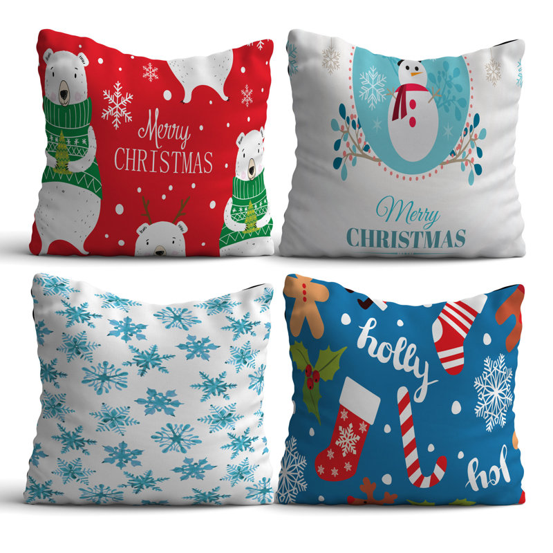 Premium Cushion Set (4 Pieces), 17.0 x 17.0 Inches, 50% Cotton / 50% Polyester | Machine Washable, Digital Print Design | Soft & Durable, Perfect for Living Room, Patio, and Bedroom Decor