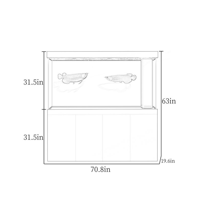 Réservoir d'aquarium rectangulaire simple et moderne Eco, 166 gallons (H 63 po x l 70,8 po x P 19,6 po), Blanc