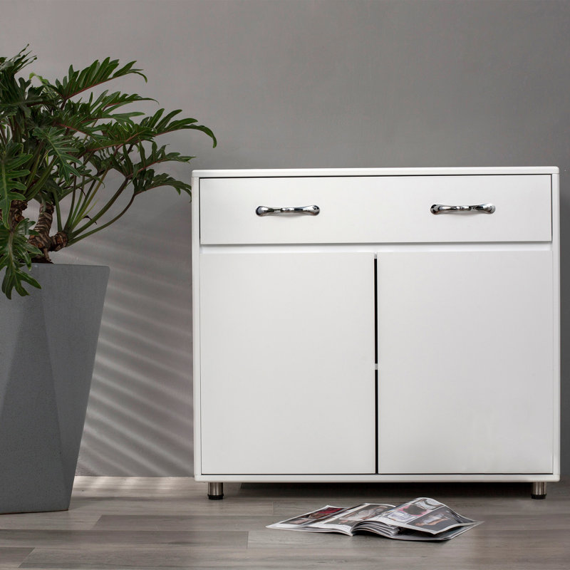 Table d'appoint à deux portes en blanc, un ajout élégant et fonctionnel à n'importe quelle pièce
