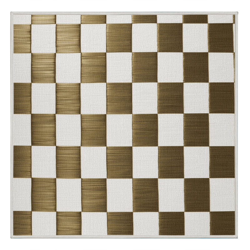Machine Washable Checkered Beige Area Rug, Square 3'