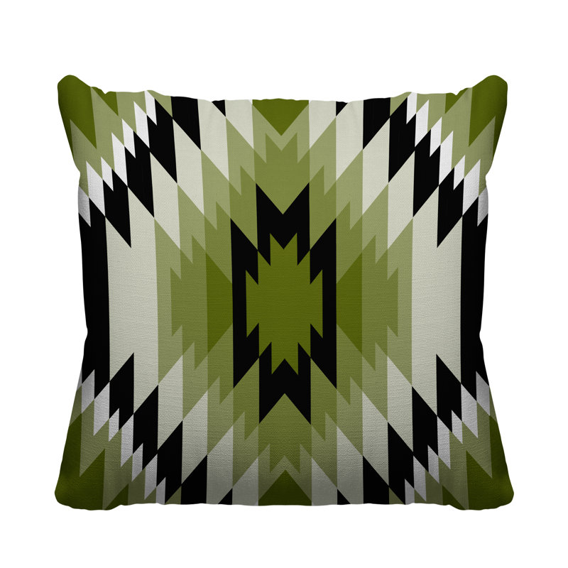 Coussin décoratif intérieur / extérieur Juan Southwestern, L 17 po x H 17 po, Chartreuse