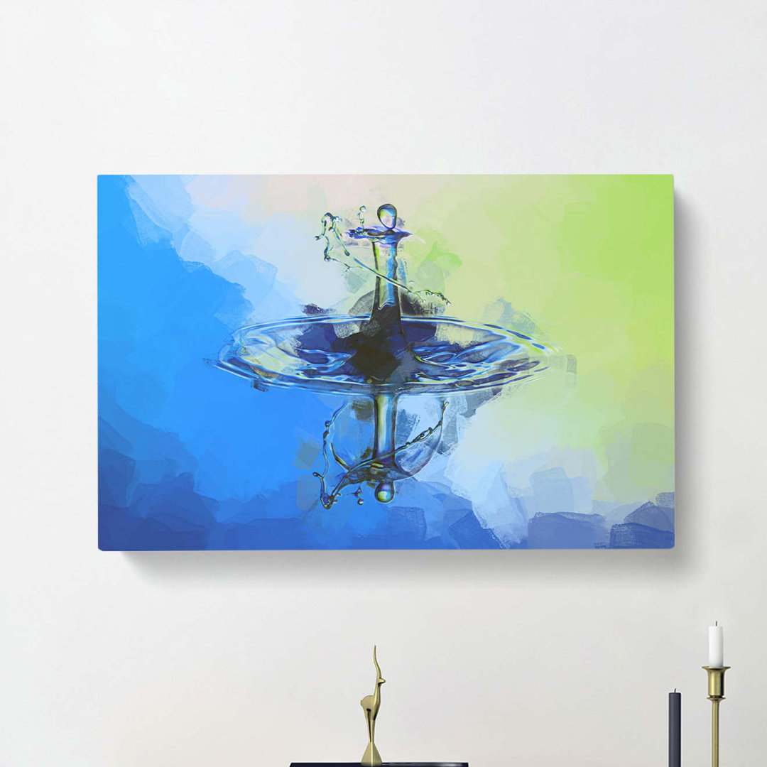 Droplet of Water in Abstract - Wrapped Canvas