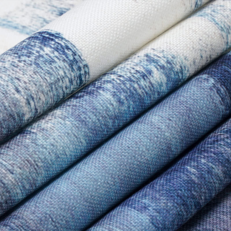 Chemin de table bleu et gris, chemin de table bleu moderne en toile de jute pour commode