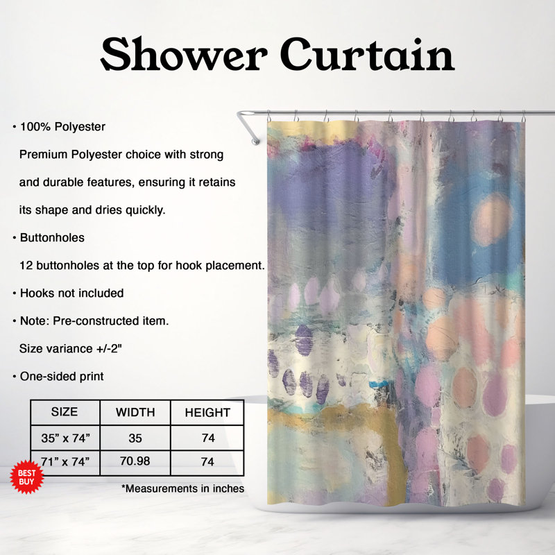 Rideau de douche abstrait Fumitoshi, H 74 po x l 71 po