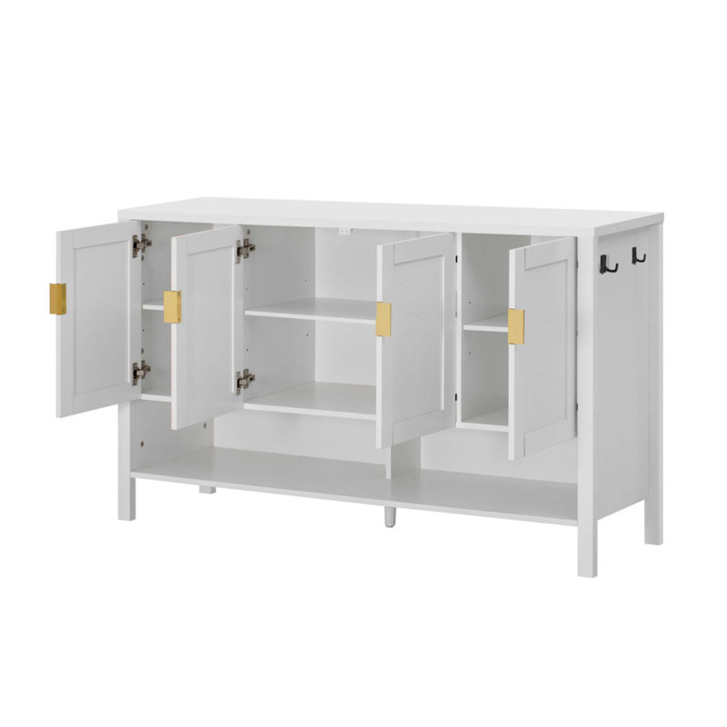 55.1'' Storage Sideboard With 4-Doors, White