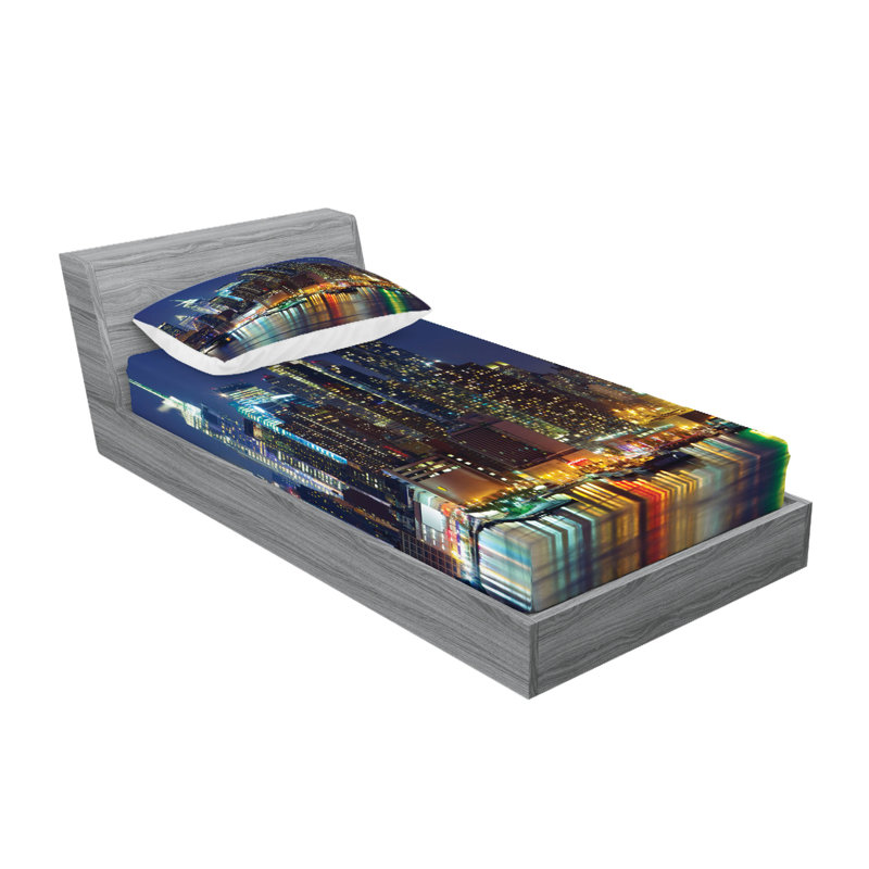 Drap-housse et coussin décoratif Ambesonne, Ensemble de draps pour lit simple + 5 pièces supp