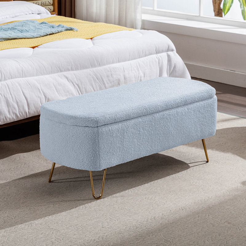 Upholstered Storage Bench, Blue