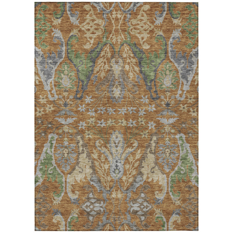 Alfreda Orange Washable Indoor-Outdoor Rug - , 9' x 12'