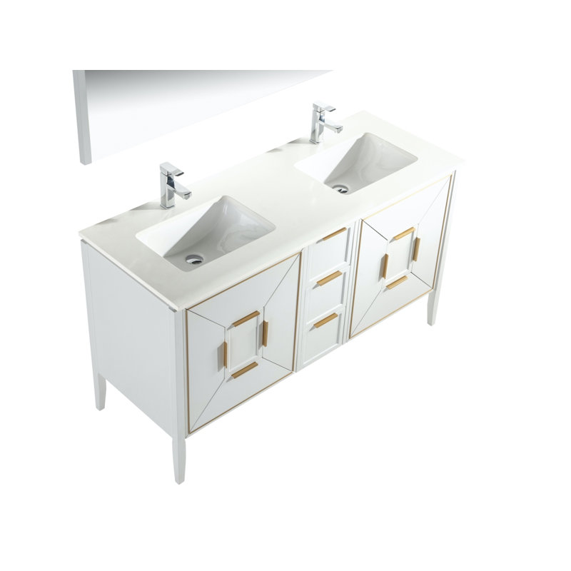 Ensemble de meuble-lavabo double 60 po, Blanc