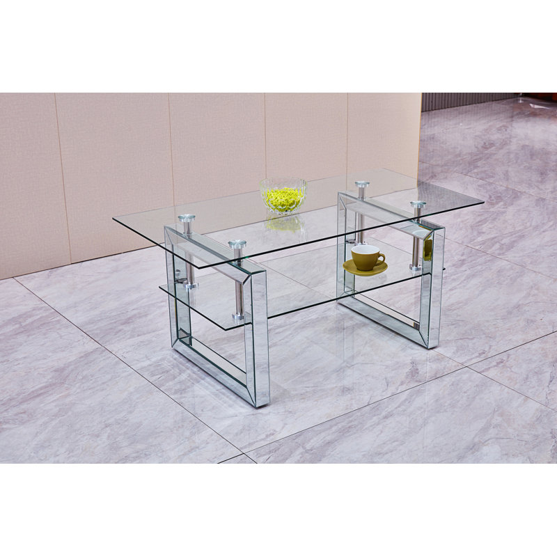Table basse transparente en verre trempé, table basse