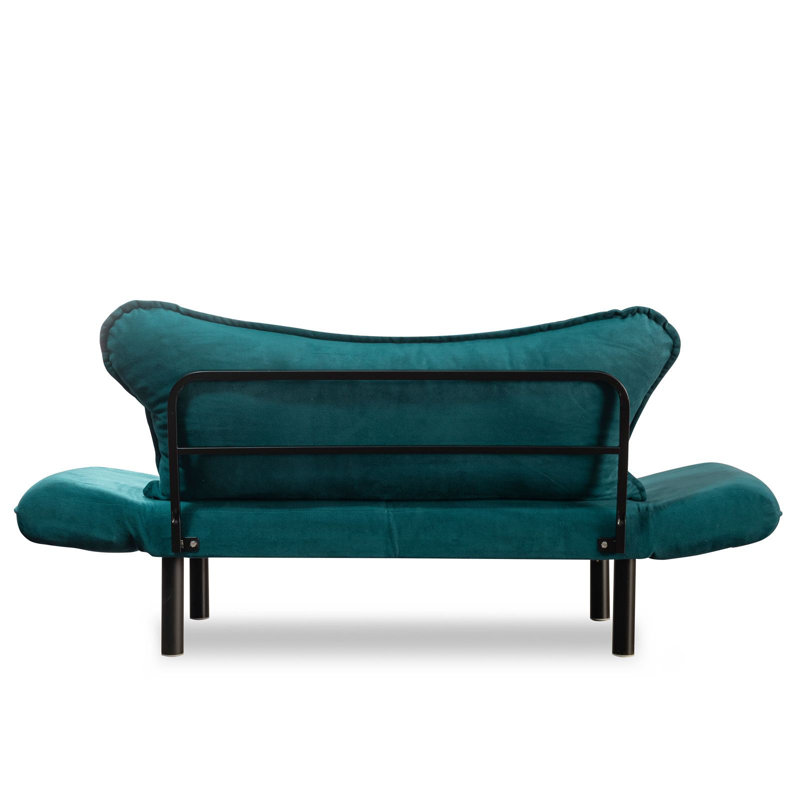 Causeuse avec accoudoirs 59 po, Microfibre bleu pétrole