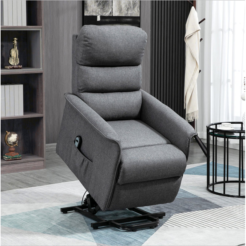 Electric Power Lift Recliner Chair For Elderly, Fabric Lift Chair With Remote Control, Side Pockets For Living Room, Gray