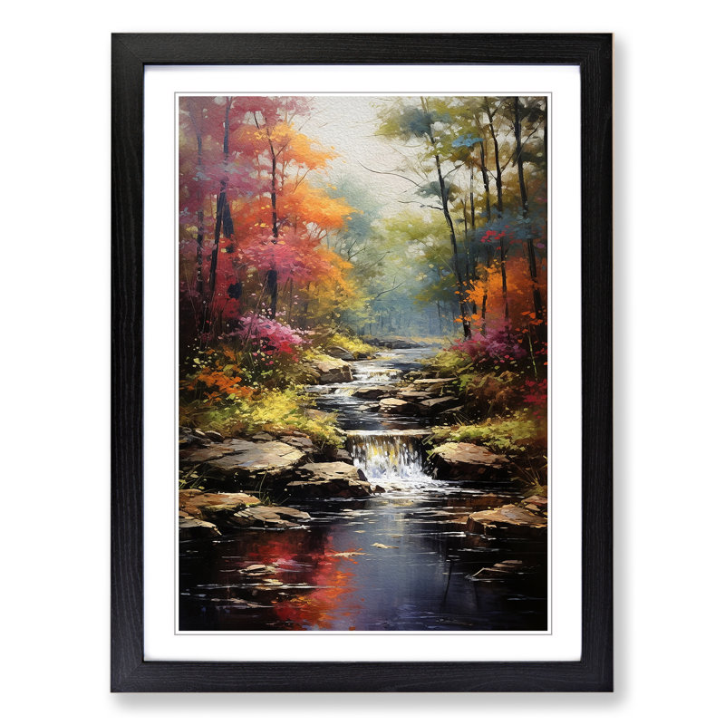 Landscape Impressionism Art - Framed Print, 34cm H x 25cm W x 2cm D, Black Framed