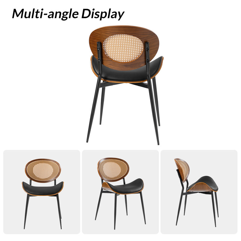 Ema Modern Faux Leather Dining Chair, Black