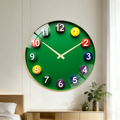 Horloge murale moderne en verre de 61 cm (24 pouces) avec casse-tête d'apprentissage coloré et numéroté pour enfants